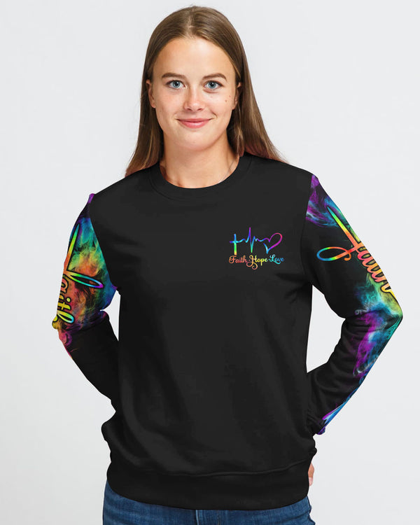 Faith Colorful Wings Cross Smoke Women's Christian Sweatshirt