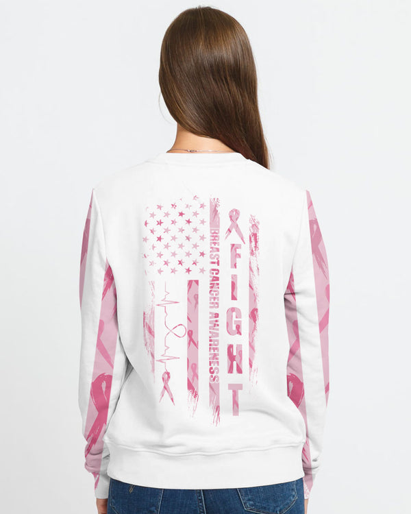 Pink Flag Ribbon Heart Beat Women's Breast Cancer Awareness Sweatshirt