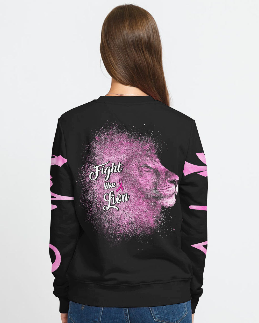 Fight Like Lion Women's Breast Cancer Awareness Sweatshirt