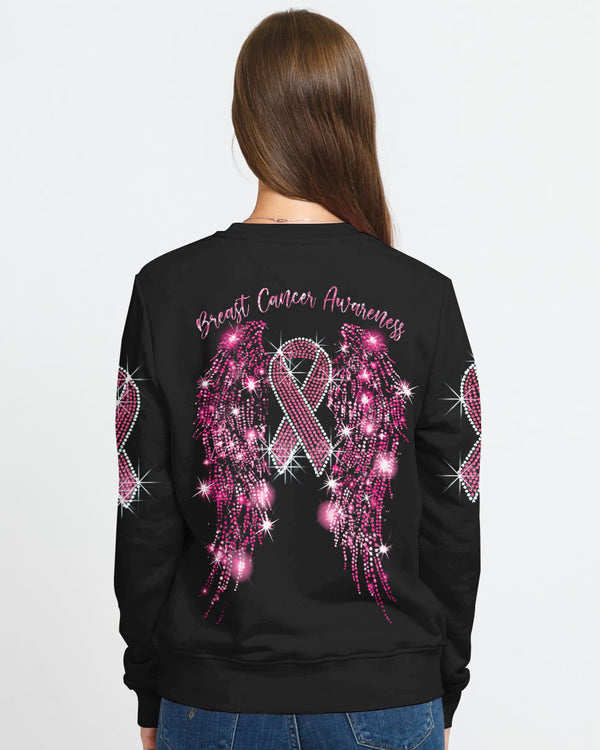 Sparkle Wings Pink Ribbon Women's Breast Cancer Awareness Sweatshirt