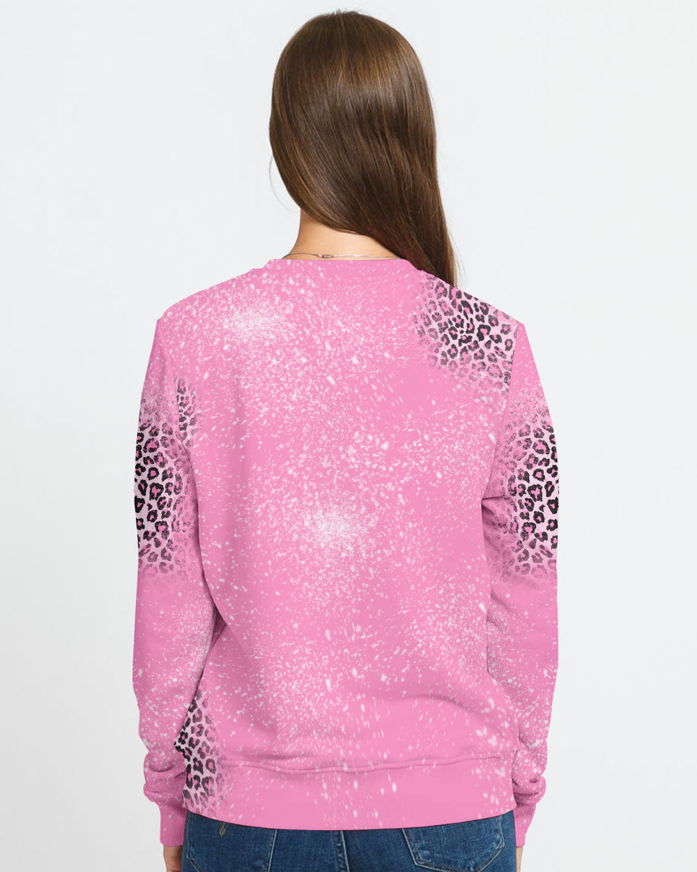 Fight For A Cure Pink Leopard Beached Women's Breast Cancer Awareness Sweatshirt