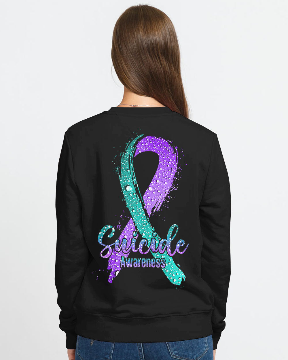 Water Drop Ribbon Women's Suicide Prevention Awareness Sweatshirt