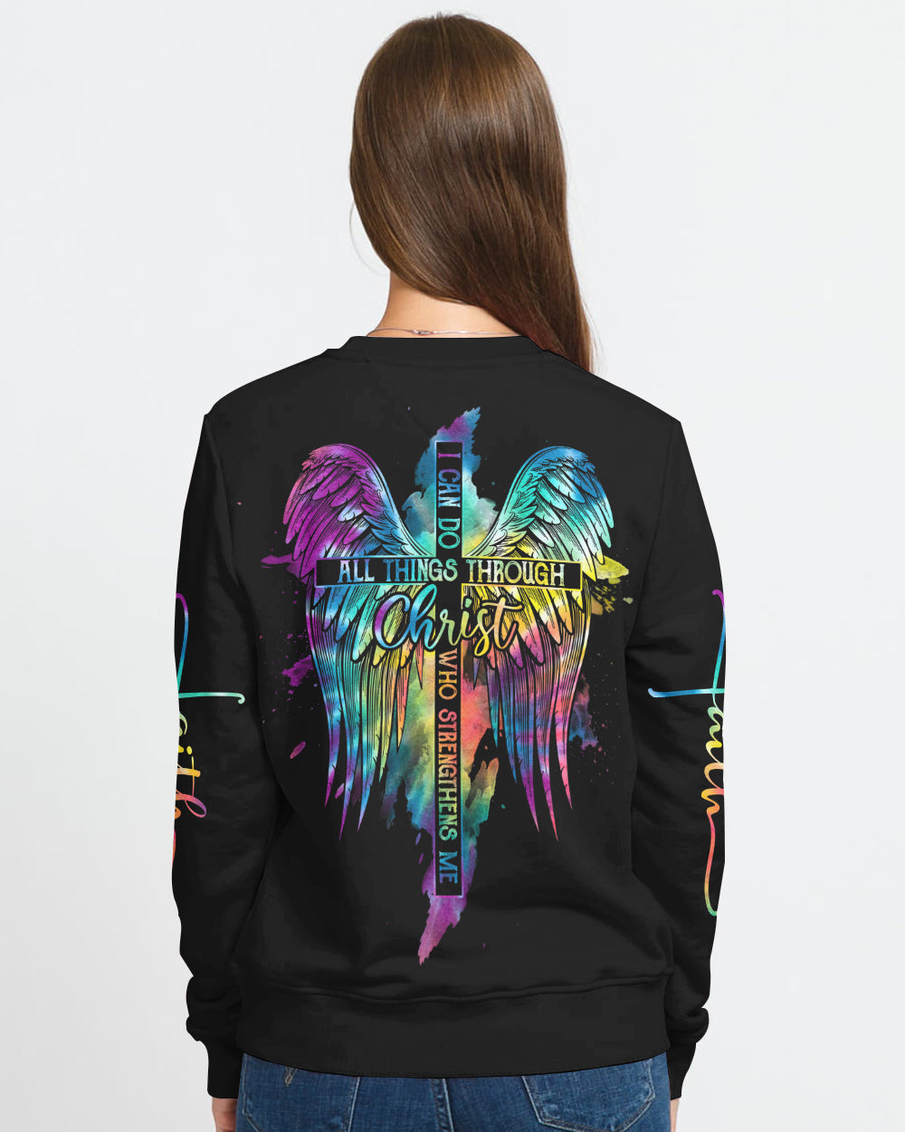 I Can Do All Things Wings Colorful Women's Christian Sweatshirt