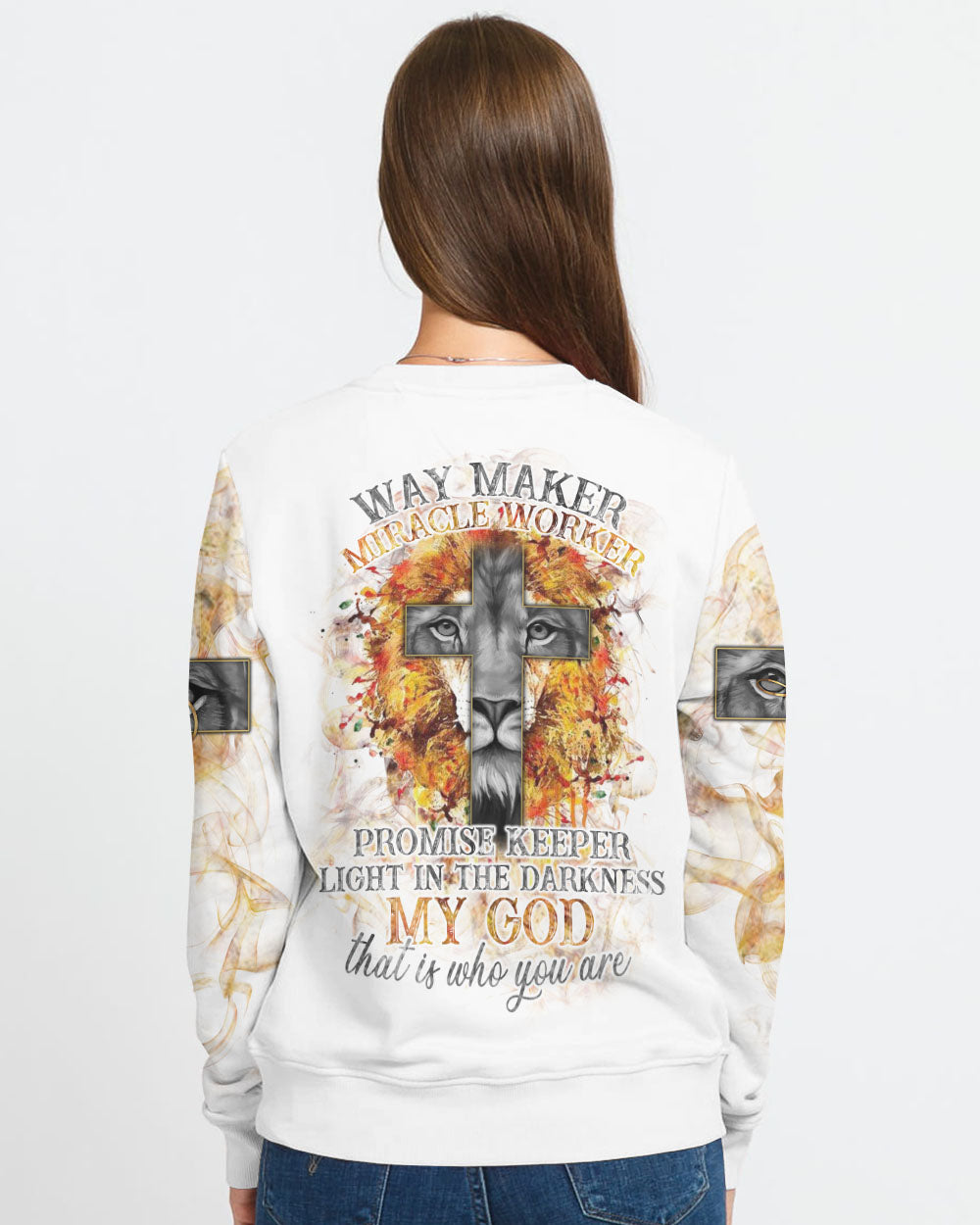 Way Maker Miracle Worker Half Lion Smoke Women's Christian Sweatshirt