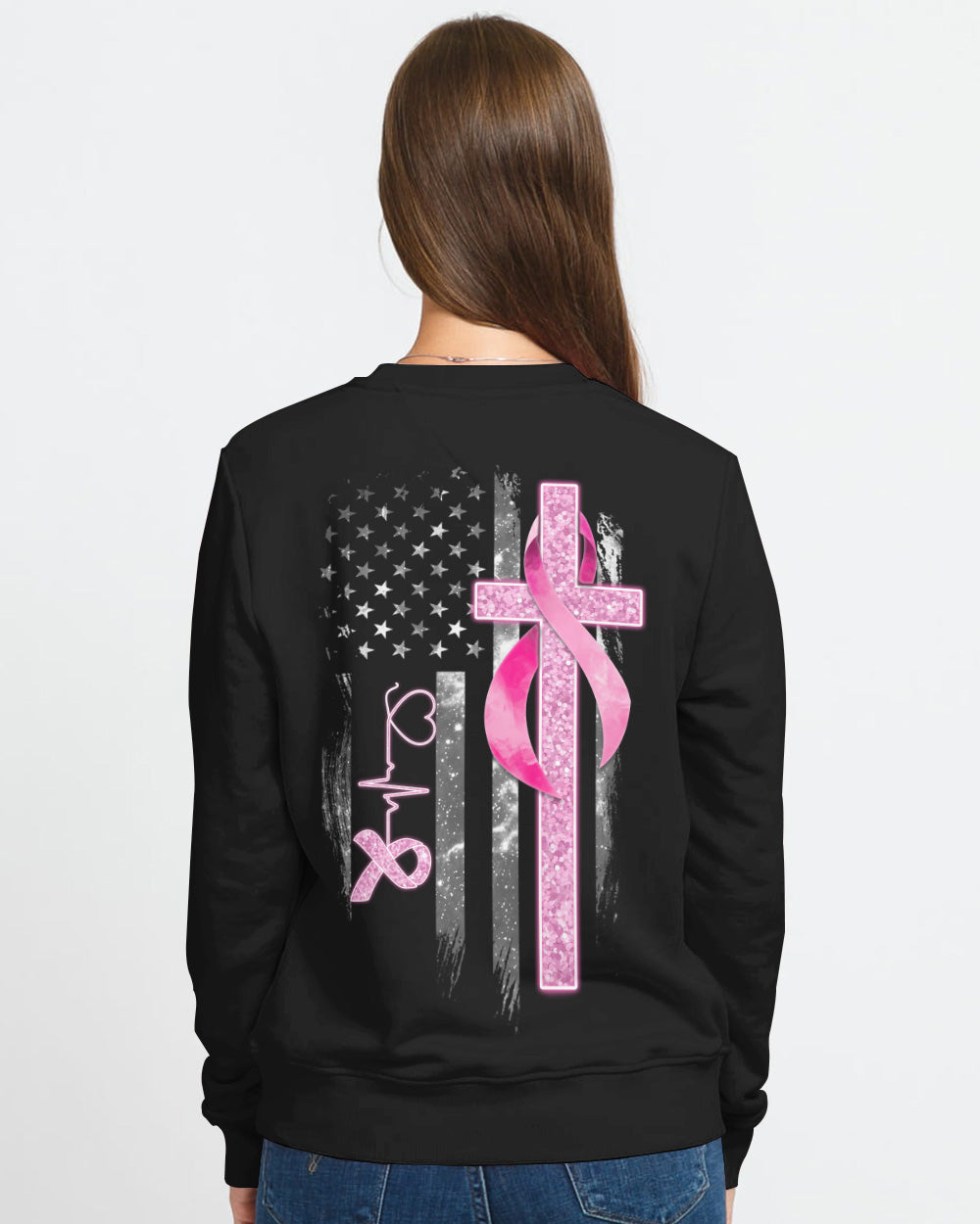 I Wear Pink For My Mom Women's Breast Cancer Awareness Sweatshirt