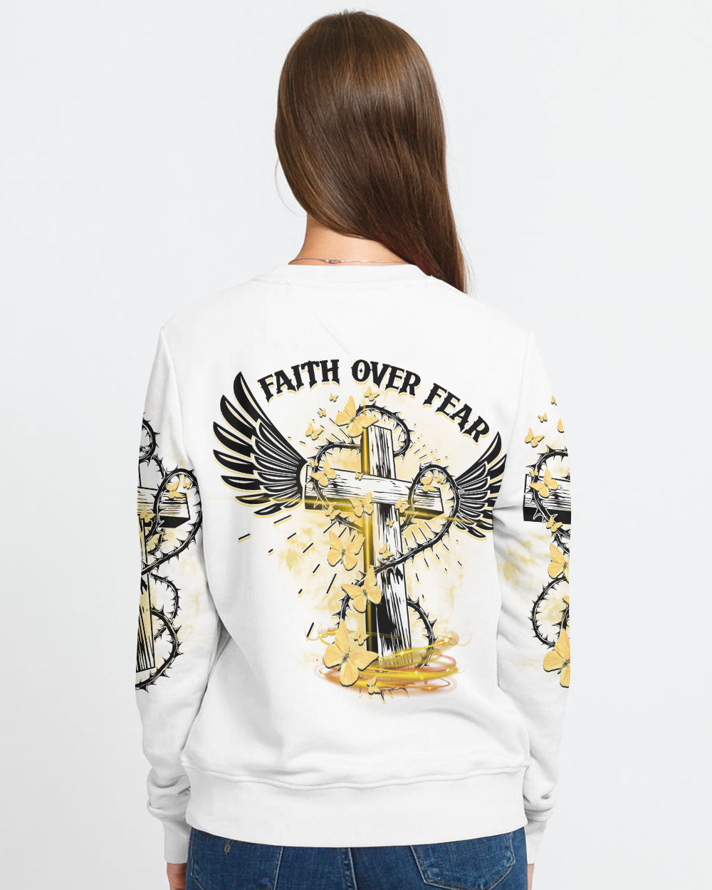 Faith Over Fear Cross Women's Christian Sweatshirt