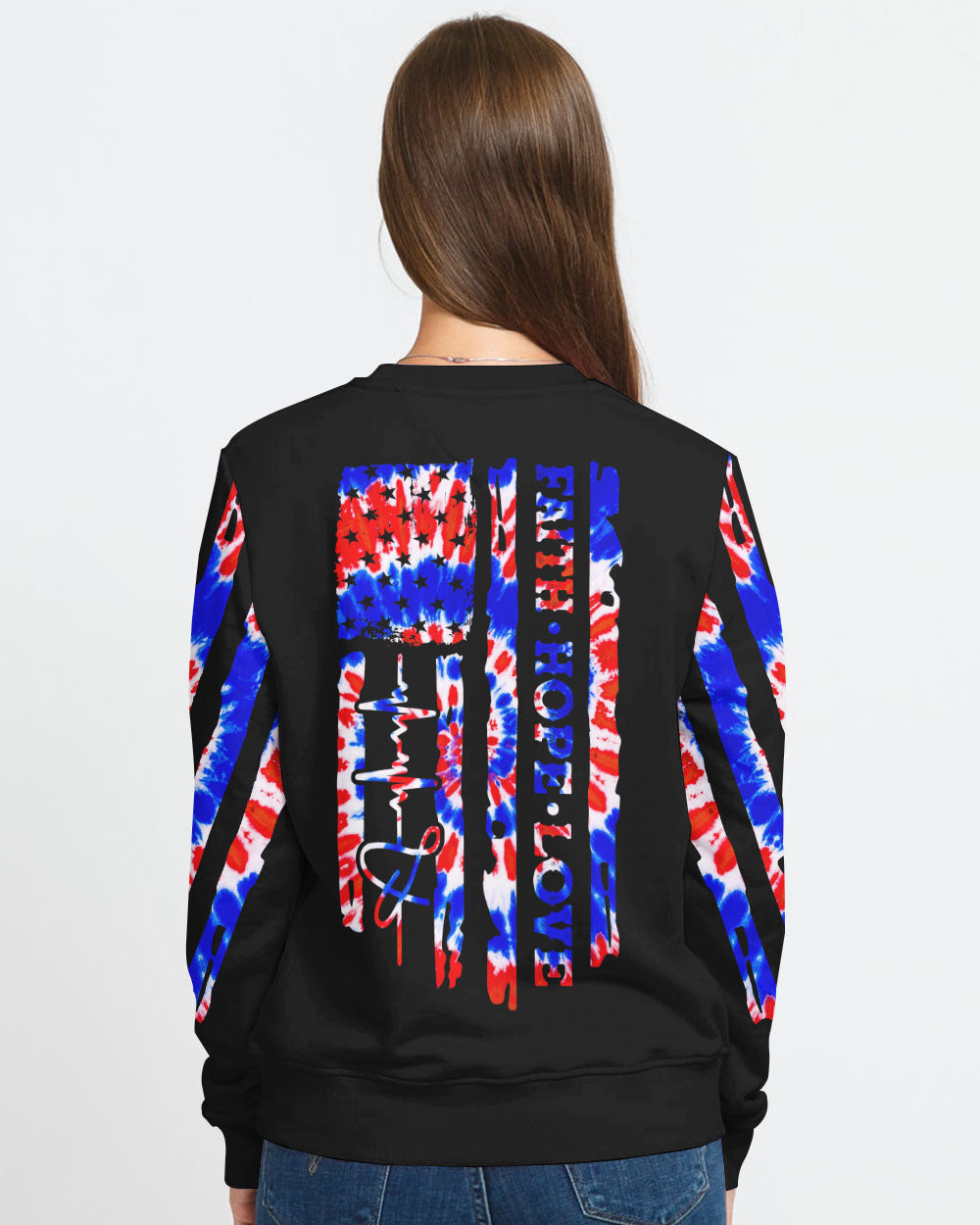 Faith Hope Love Tie Dye Flag Women's Christian Sweatshirt