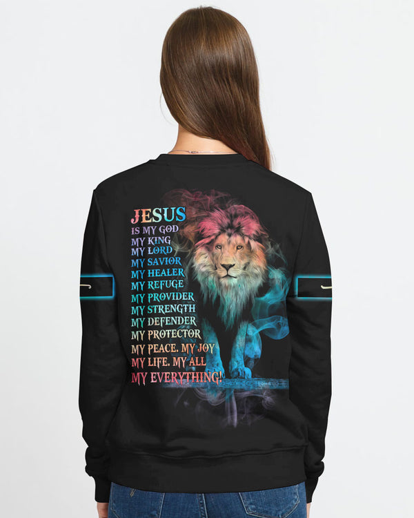 Jesus Is My God My King My Lord Colorful Lion Women's Christian Sweatshirt