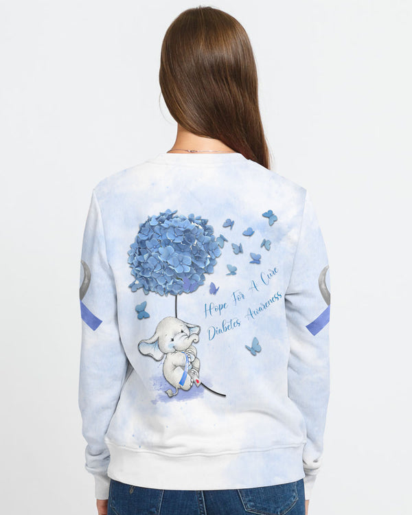 Hope For A Cure Flower Elephant Women's Diabetes Awareness Sweatshirt