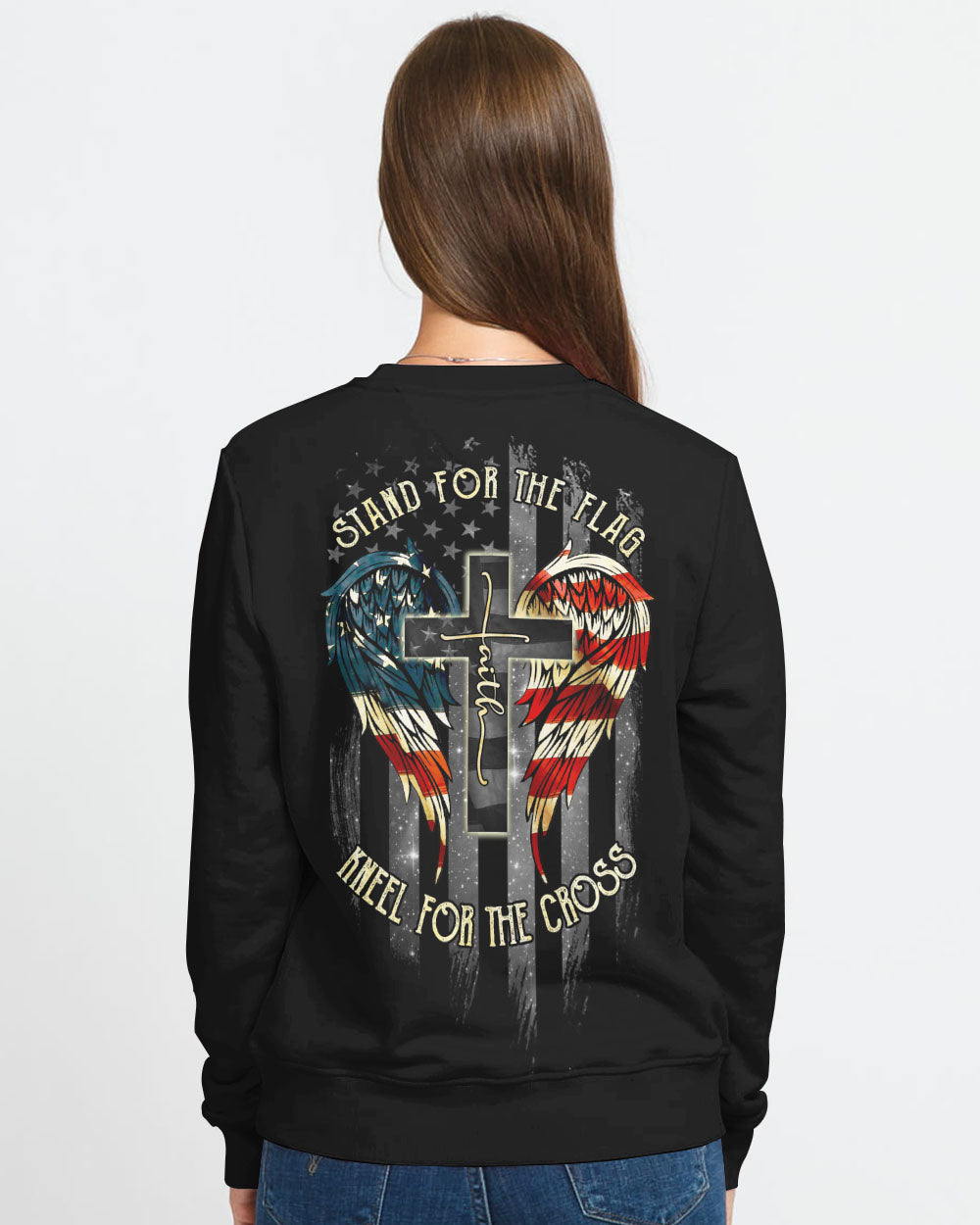 Stand For The Flag Kneel For The Cross Women's Christian Sweatshirt