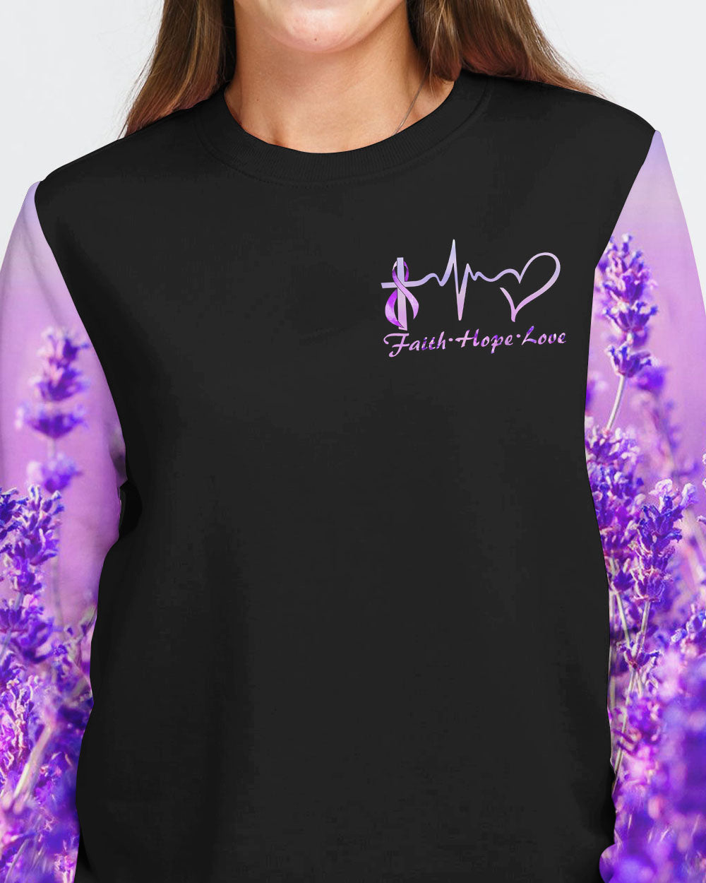 Purple Angel Wings Ribbon Faith Women's Epilepsy Awareness Sweatshirt