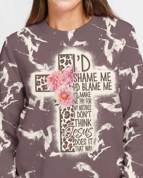 I'd Shame Me I'd Blame Me Leopard Cross Women's Christian Sweatshirt