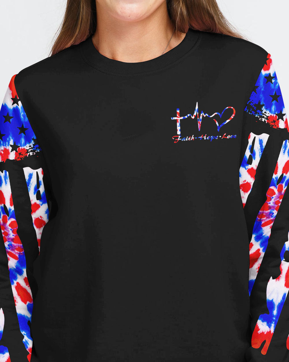 Faith Hope Love Tie Dye Flag Women's Christian Sweatshirt