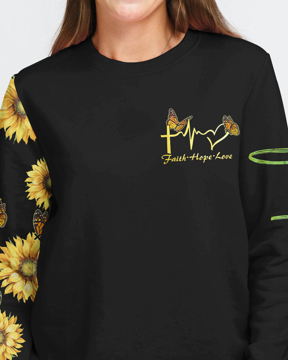 Faith Sunflower Butterfly Smoke Women's Christian Sweatshirt