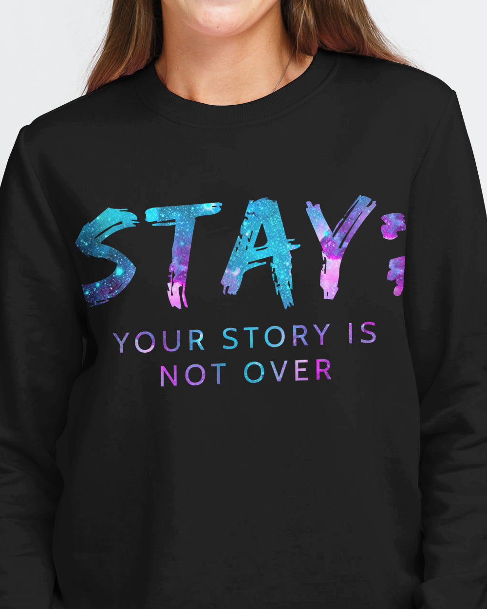 Stay Your Story Is Not Over Flag Wings Women's Suicide Awareness Sweatshirt
