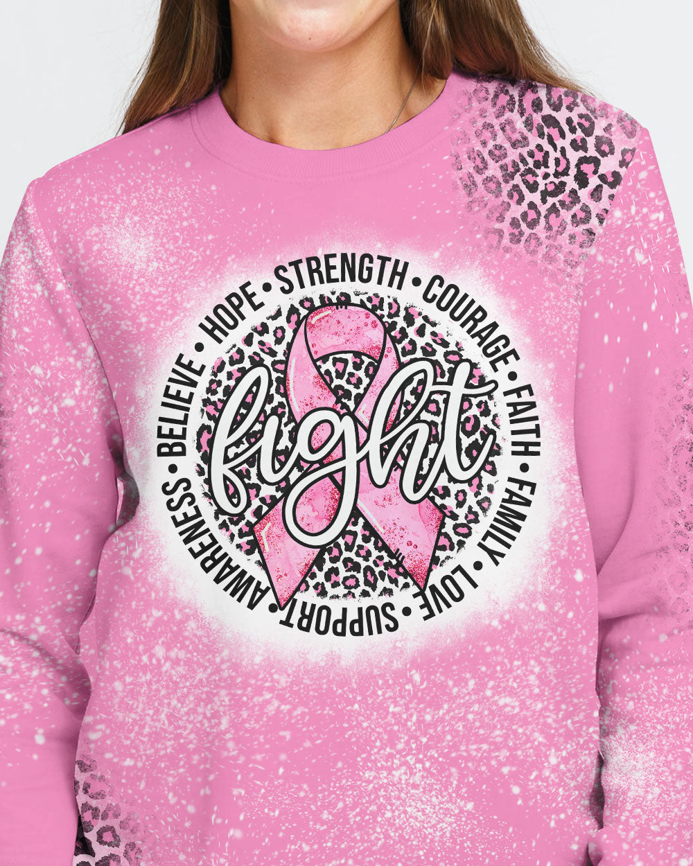 Fight Cancer Ribbon Circle Women's Breast Cancer Awareness Sweatshirt