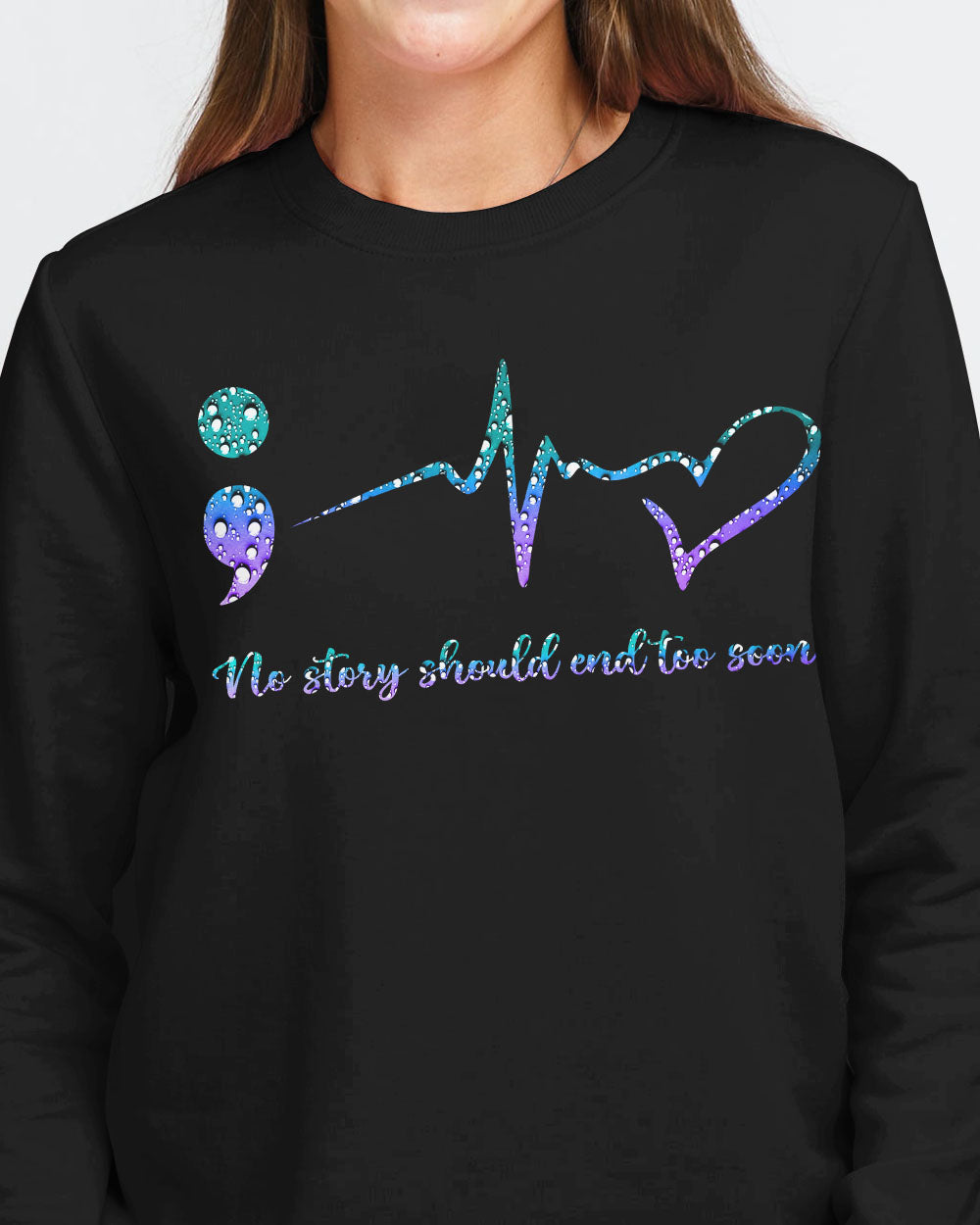 Water Drop Ribbon Women's Suicide Prevention Awareness Sweatshirt