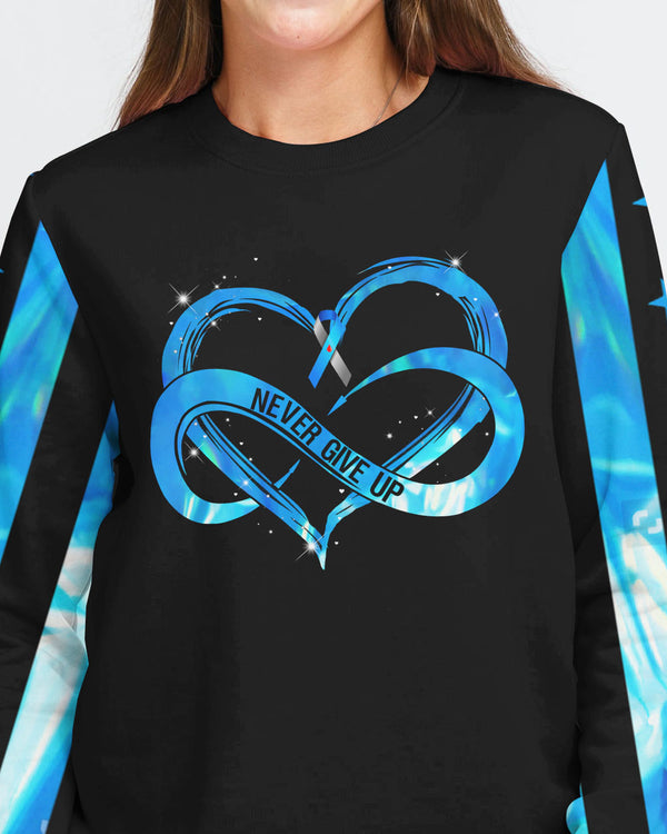 Blue Ribbon Flag Hear Beat Women's Diabetes Awareness Sweatshirt