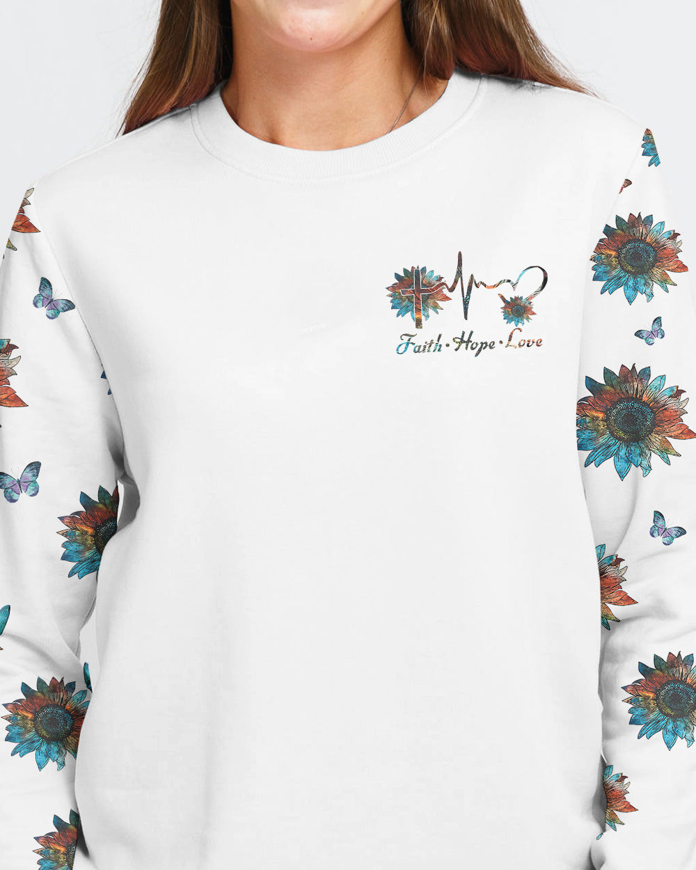 Sunflower Faith Butterfly Women's Christian Sweatshirt