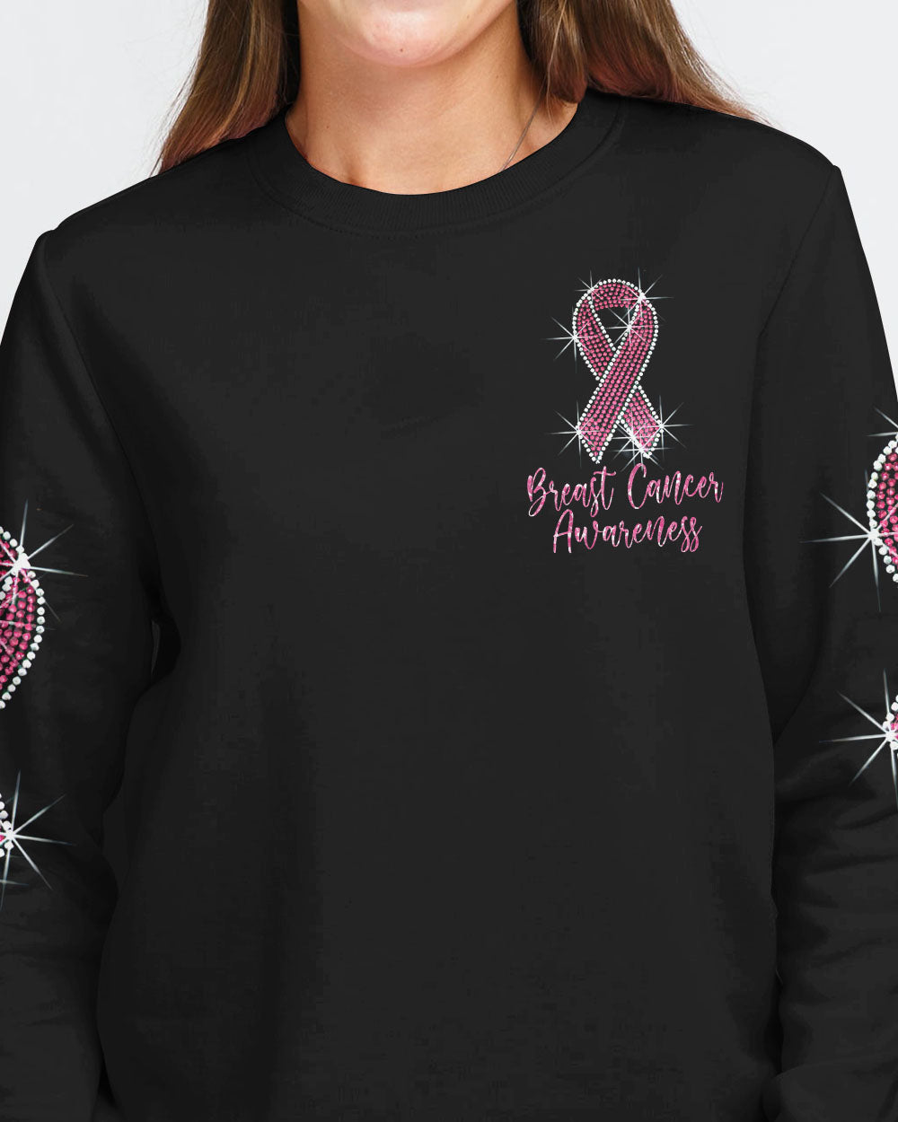 Sparkle Wings Pink Ribbon Women's Breast Cancer Awareness Sweatshirt