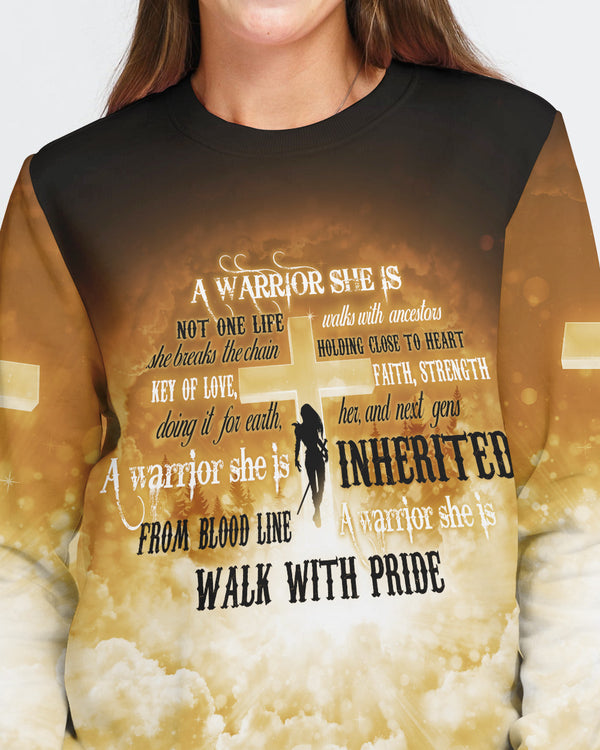 A Warrior She Is Not One Life Cross Heaven Walks With Ancestors Women's Christian Sweatshirt