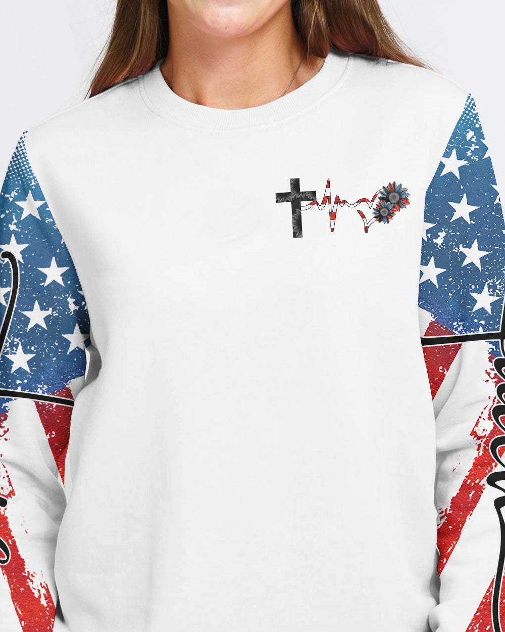 One Blessed Mama America Wings Cross Women's Christian Sweatshirt