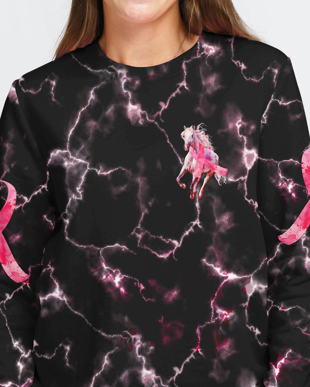 Be Stronger Than The Storm Horse Women's Breast Cancer Awareness Sweatshirt