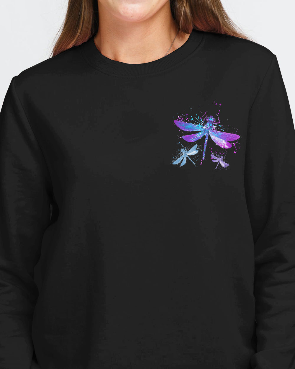 May There Be An Angel By Your Side Dragonfly Watercolor Women's Christian Sweatshirt