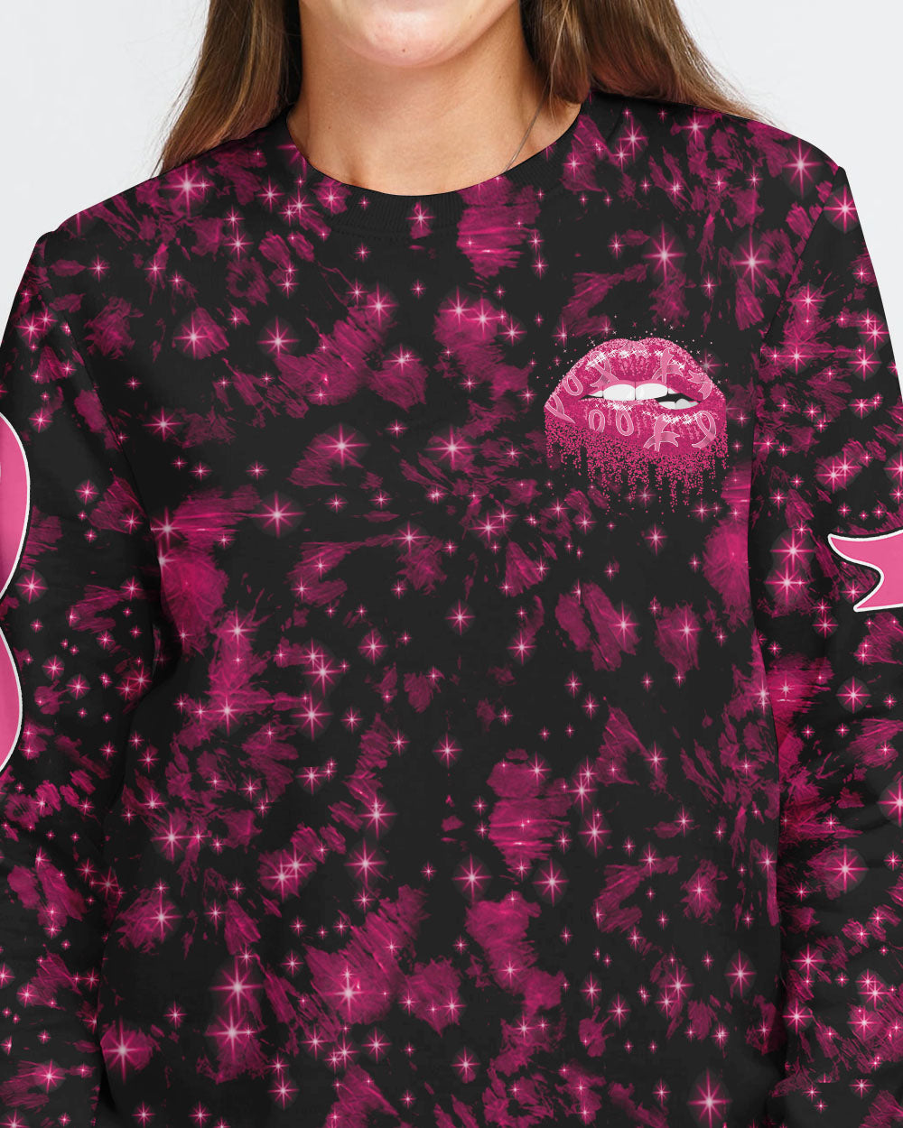 Don't Judge What You Don't Understand Pink Ribbon Lip Women's Breast Cancer Awareness Sweatshirt