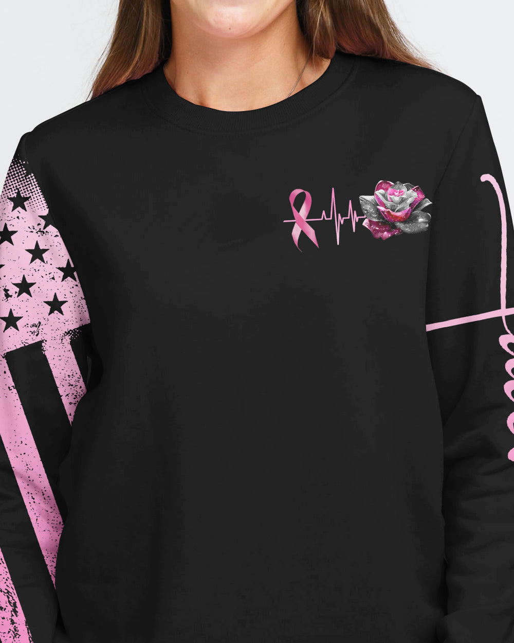 I Survived Because The Fire Inside Of Me Rose Cross Women's Breast Cancer Awareness Sweatshirt