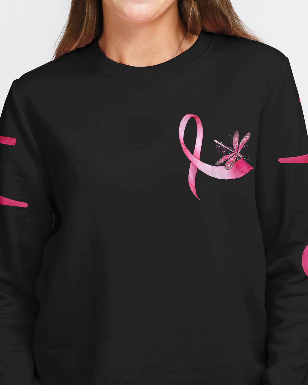 Faith Hope Love Dragonfly Ribbon Women's Breast Cancer Awareness Sweatshirt