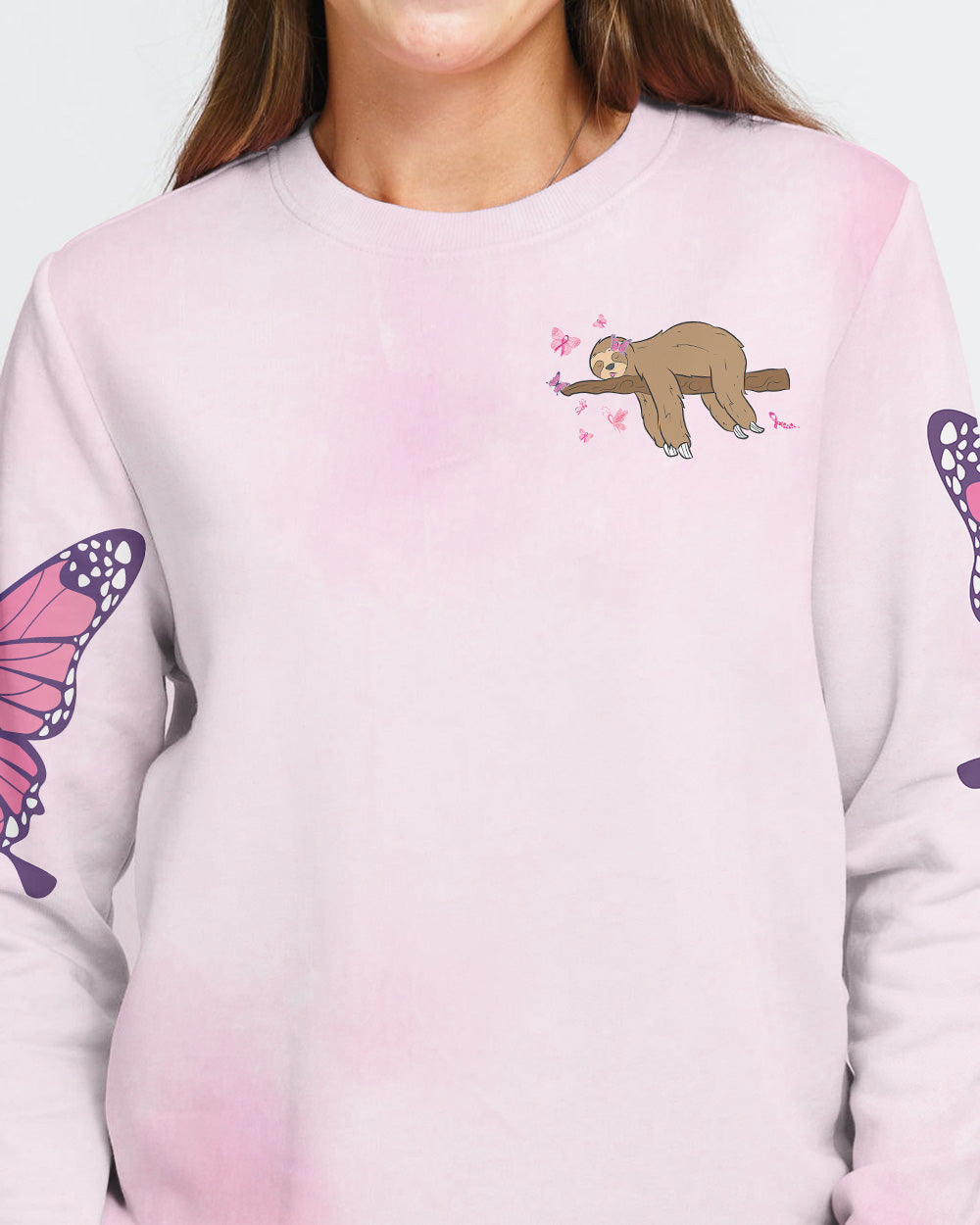 I Am A Person Who Want To Do A Lot Sloth Women's Breast Cancer Awareness Sweatshirt