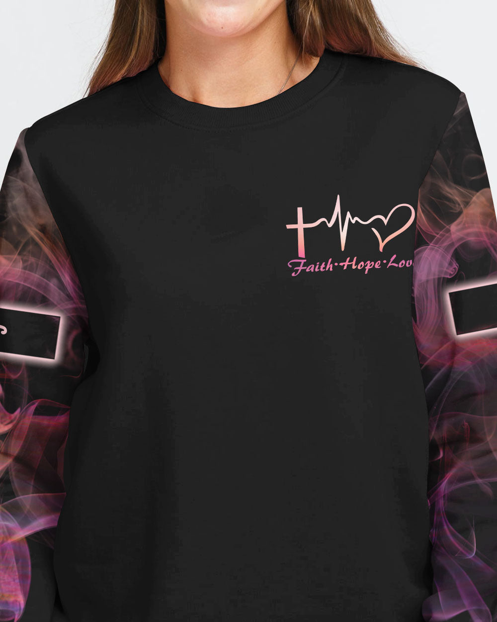 Way Maker Miracle Worker Lion Cross Pink Smoke Women's Christian Sweatshirt