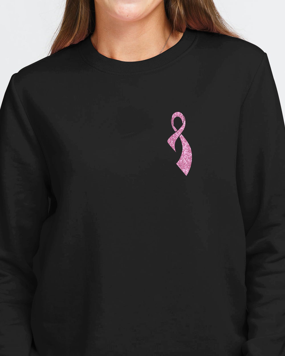 Glitter Fight Ribbon Flag Women's Breast Cancer Awareness Sweatshirt