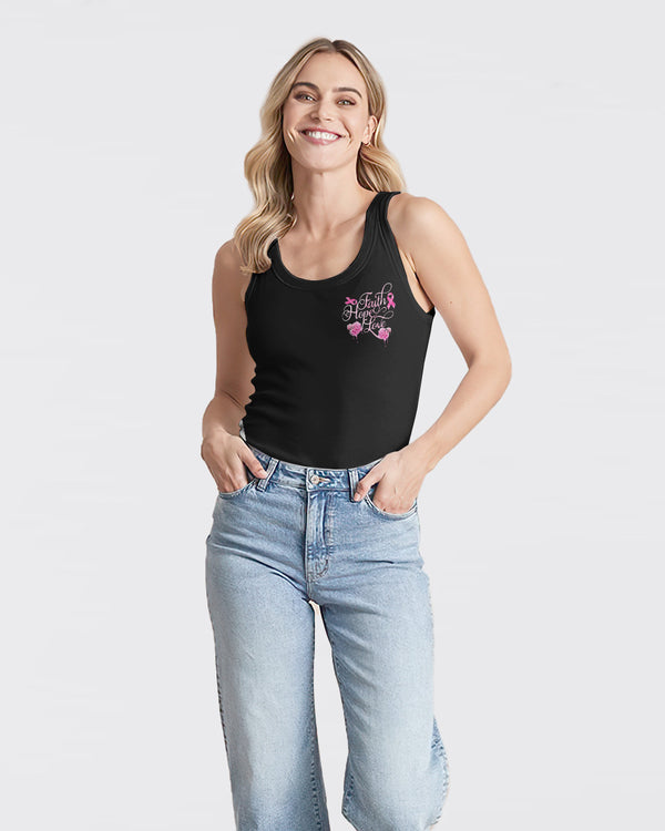 Strength Rose Cross Ribbon Women's Breast Cancer Awareness Tanks