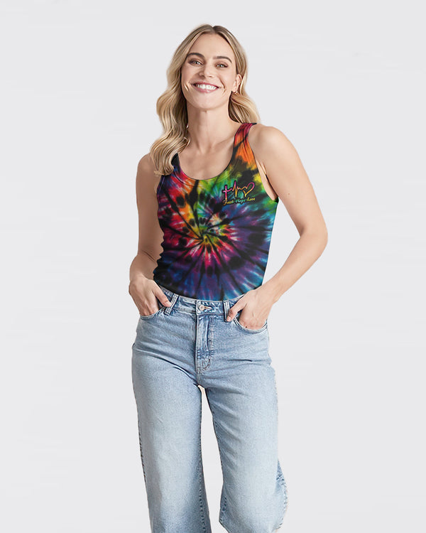 Sunflower Cross Full Tie Dye Faith Women's Christian Tanks