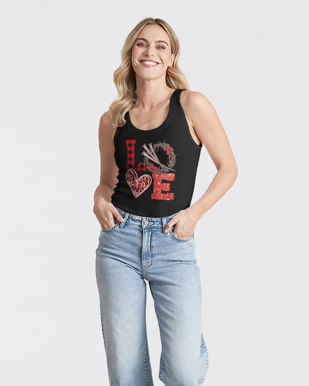 Faith Hope Love Leopard Flag Women's Christian Tanks