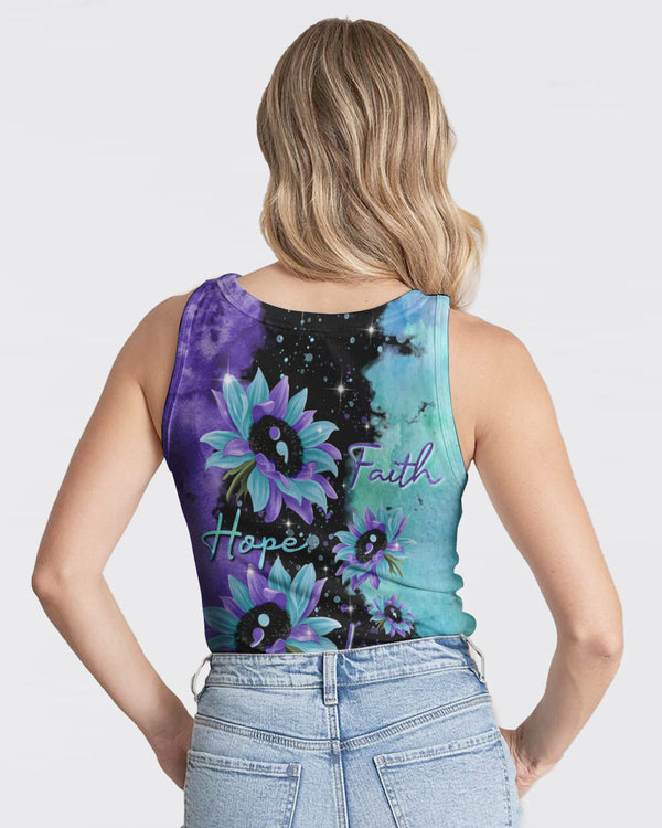 Faith Hope Love Sunflower Galaxy Women's Christian Tanks