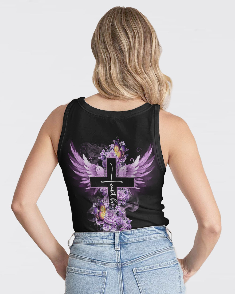 Butterfly Purple Rose Faith Women's Christian Tanks