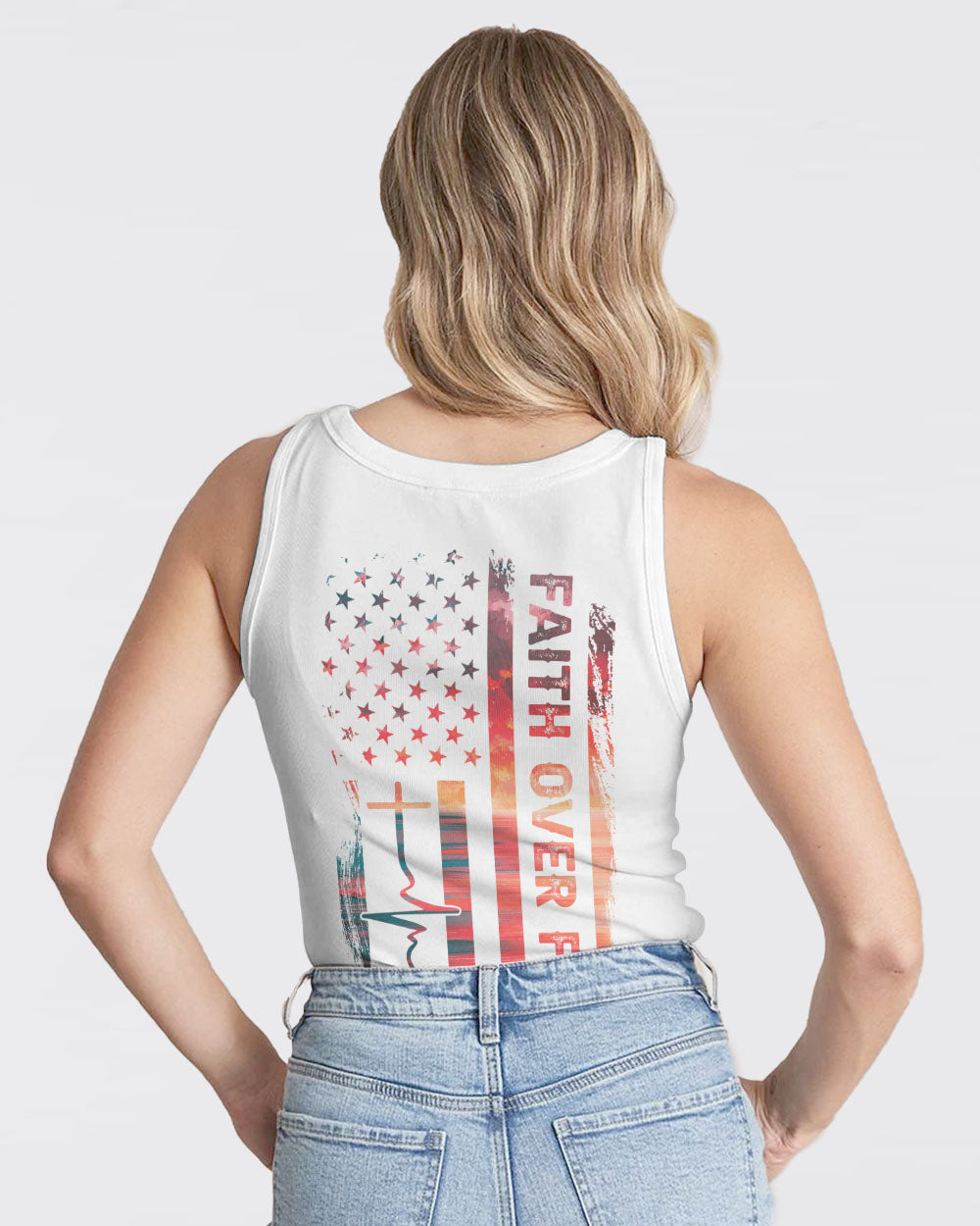 Faith Over Fear Painting Beach Flag Women's Christian Tanks