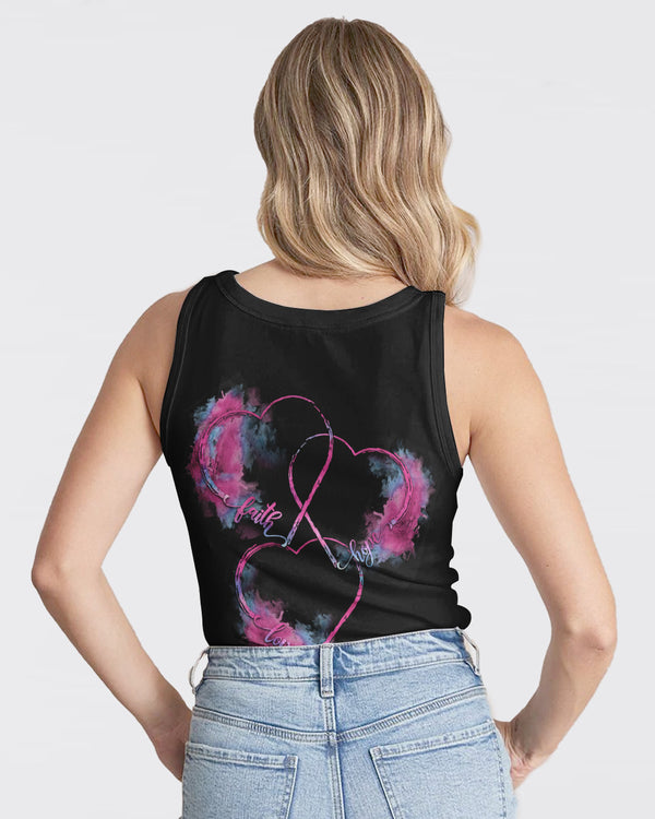 Faith Hope Love Heart Colorful Watercolor Women's Christian Tanks