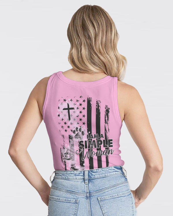 I Am A Simple Woman Pink Flag Women's Christian Tanks