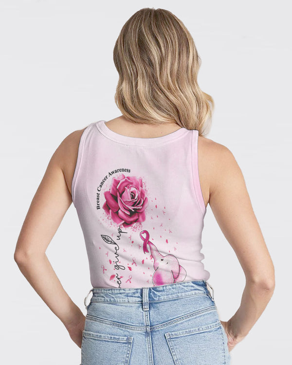 Never Give Up Rose Elephant Women's Breast Cancer Awareness Tanks
