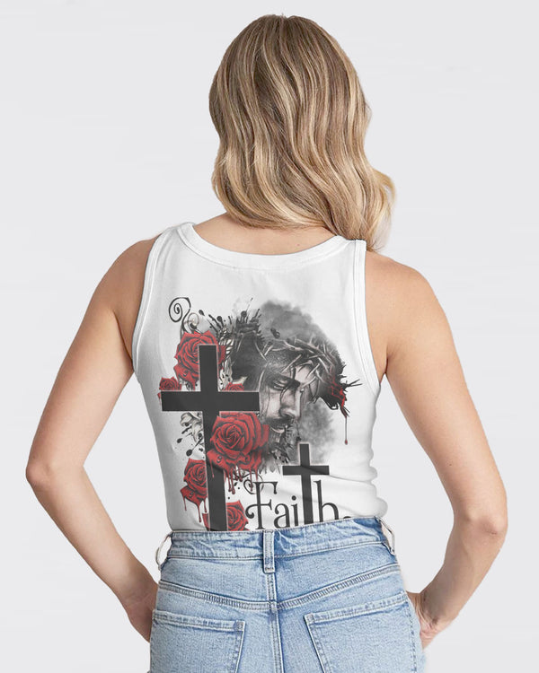 Faith Jesus Rose Watercolor Women's Christian Tanks