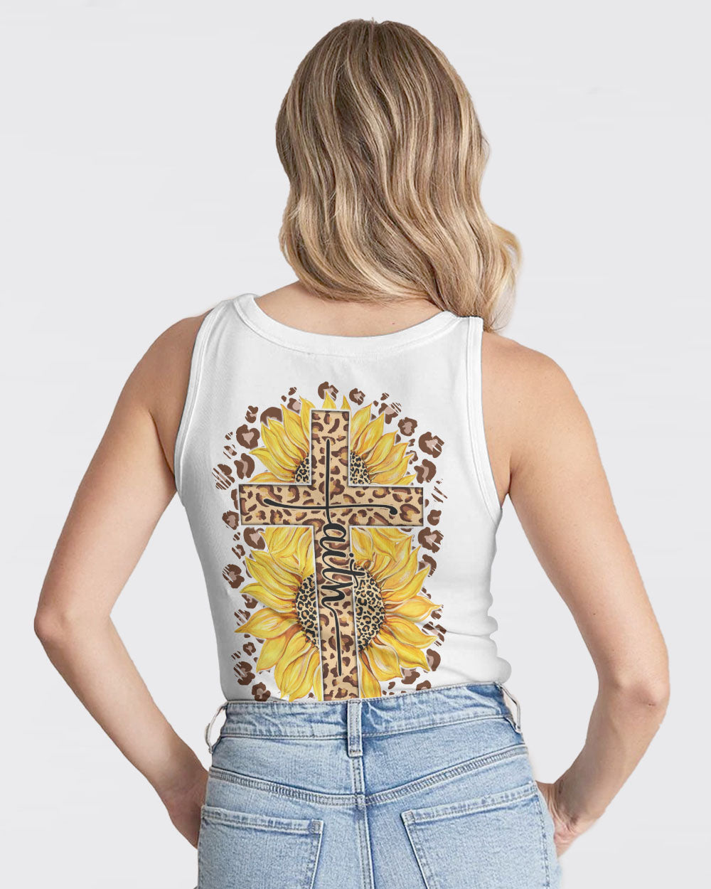 Faith Sunflower Leopard Texture Women's Christian Tanks