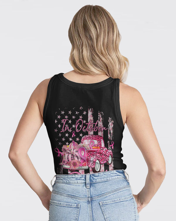 In October We Wear Pink Truck Leopard Women's Breast Cancer Awareness Tanks