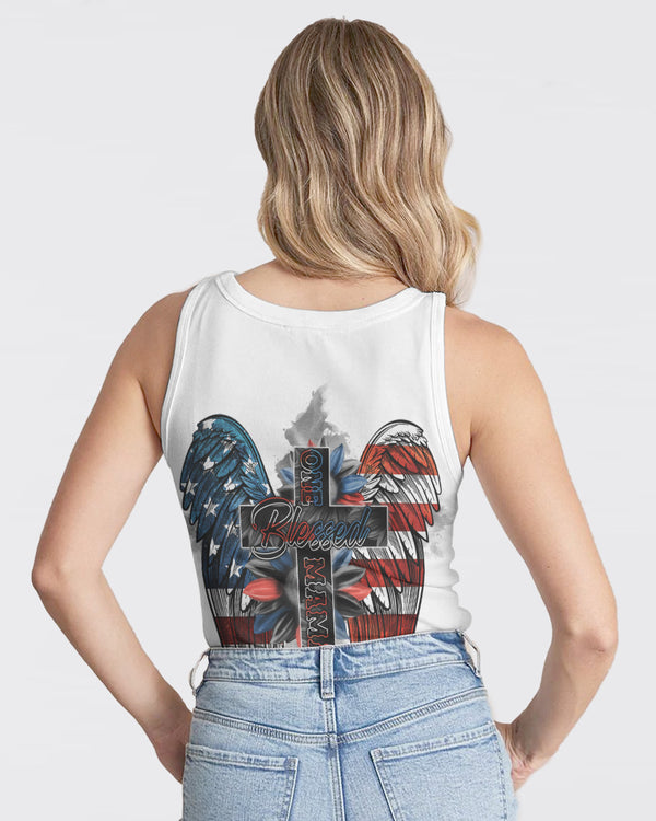 One Blessed Mama America Wings Cross Women's Christian Tanks
