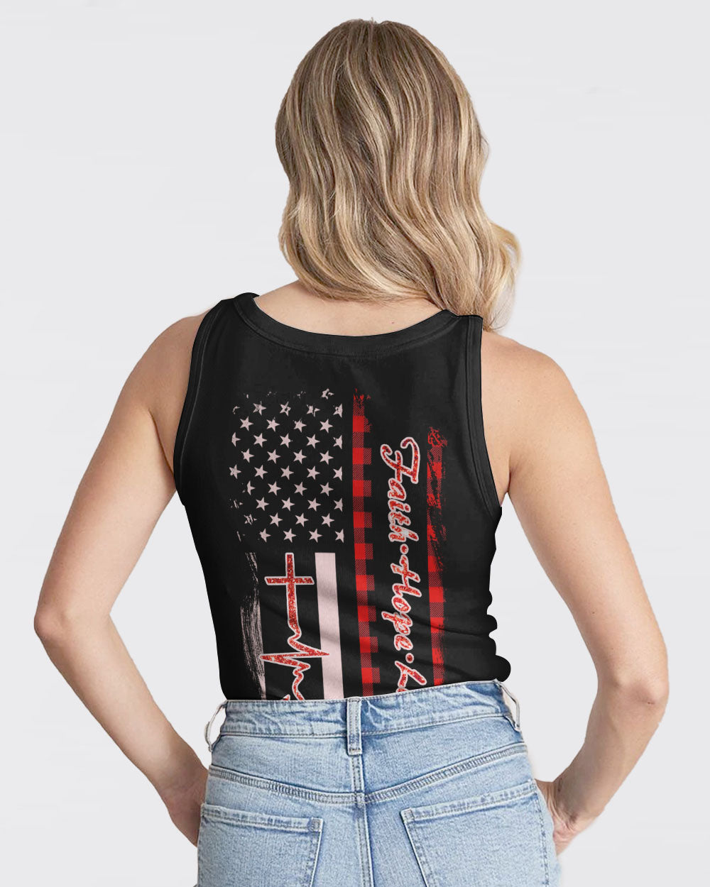 Faith Hope Love Leopard Flag Women's Christian Tanks