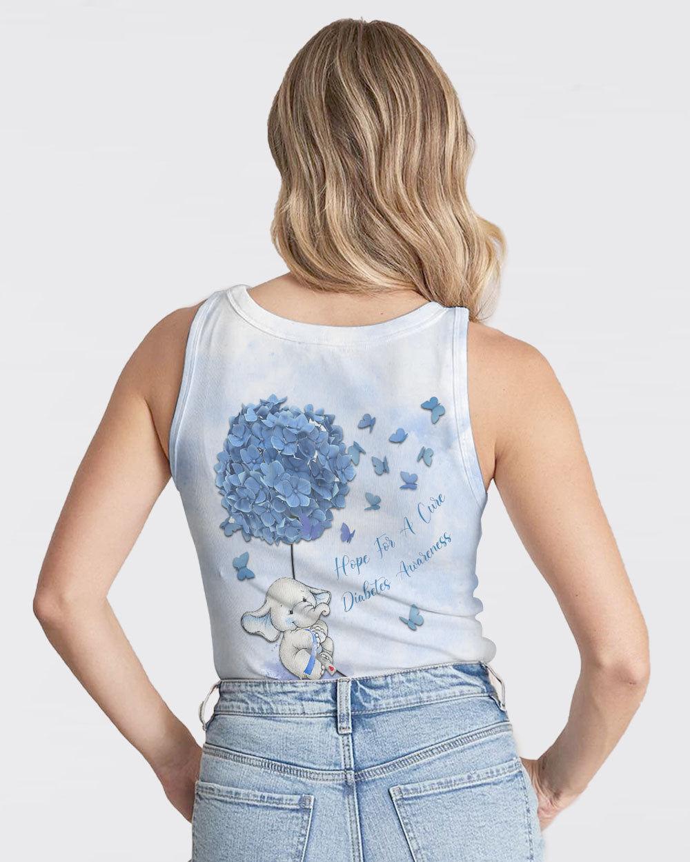 Hope For A Cure Flower Elephant Women's Diabetes Awareness Tanks