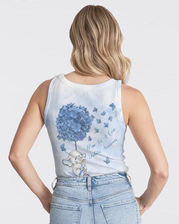 Hope For A Cure Flower Elephant Women's Diabetes Awareness Tanks